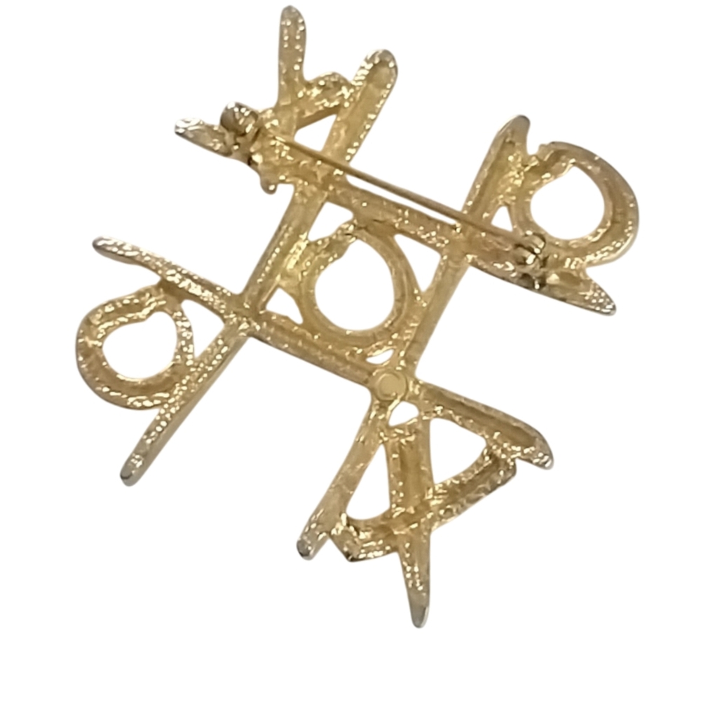 Gold Tone Tic Tac Toe Brooch Abstract Game Design. NWOT - Picture 7 of 7